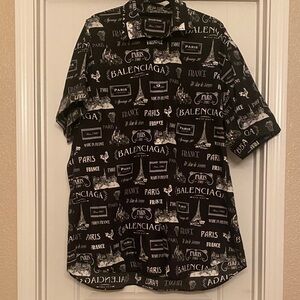 Sold Balenciaga Monochrome Paris Print Shirt